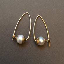 14K yellow gold round white  freshwater pearl Polly hoops