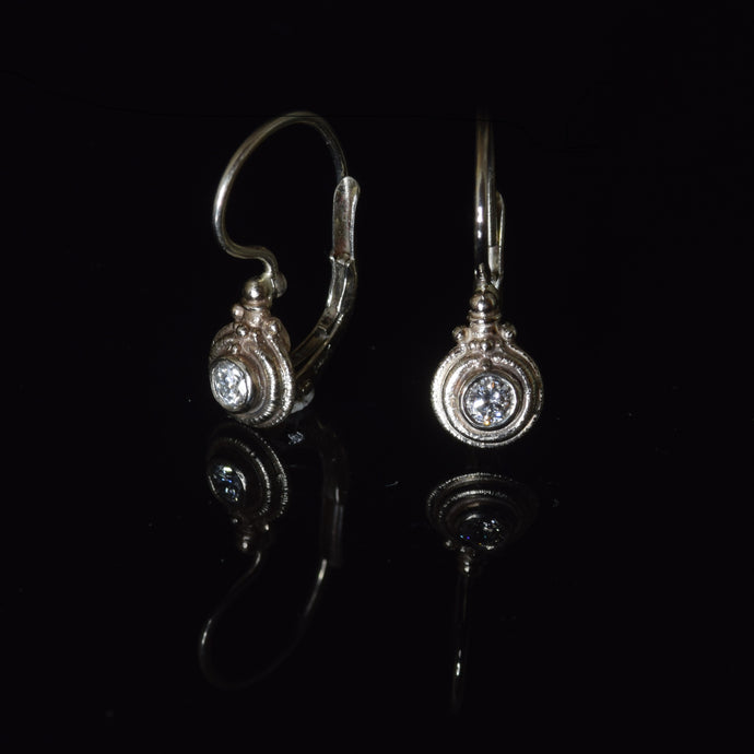 14K white gold 3mm French hook diamond earrings 0.20 carat total weight