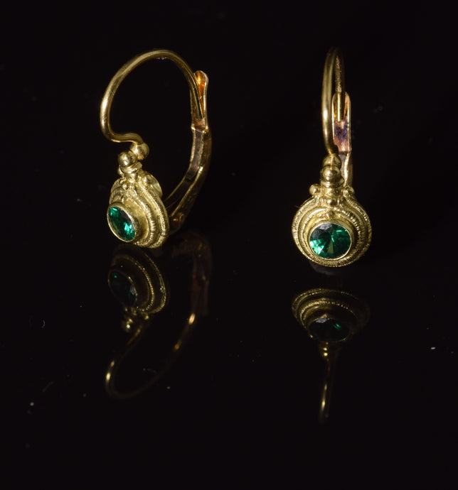18K yellow gold 3mm faceted tsavorite (green garnet) French hook earrings